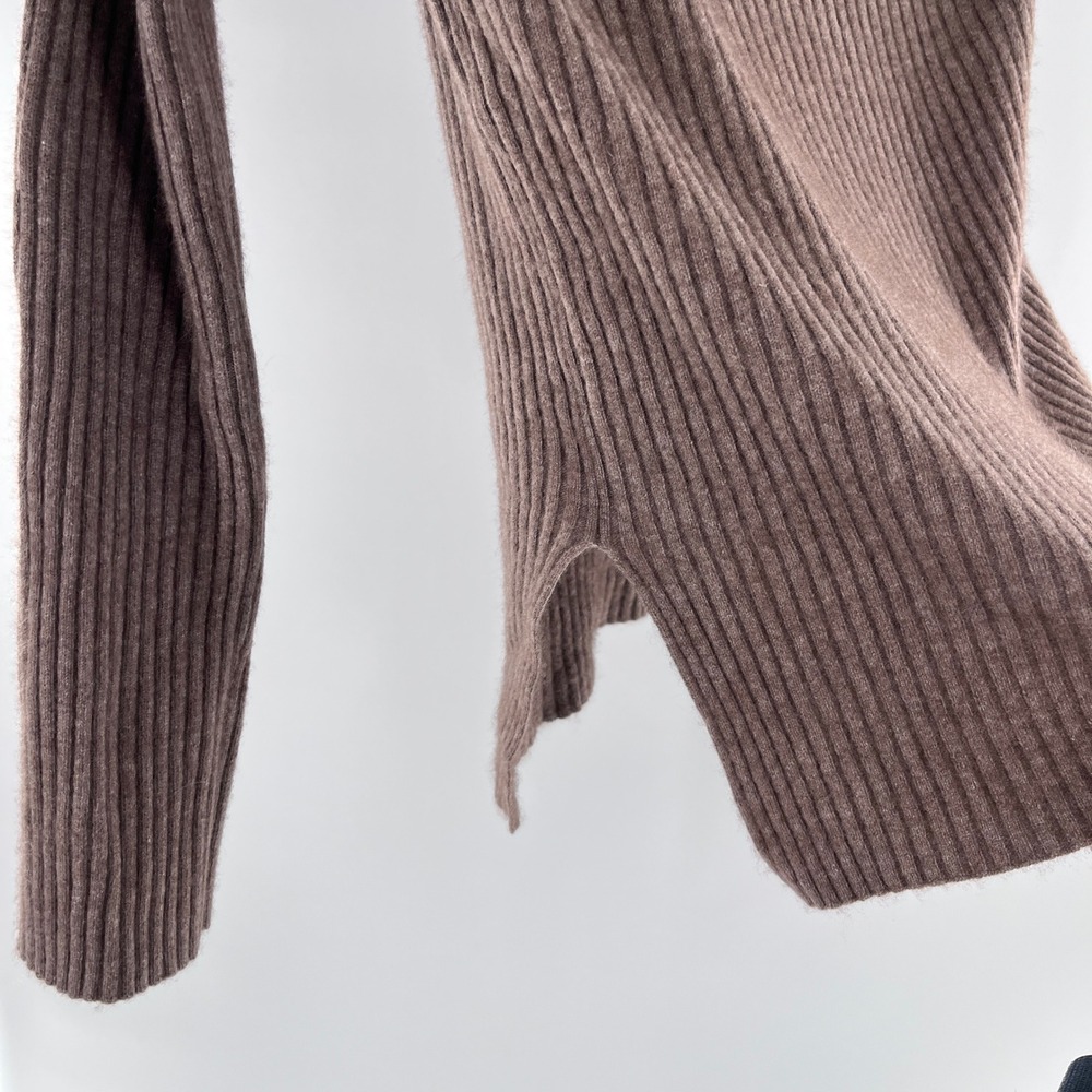 CAARA Cashmere Ribbed Knit Sweater XS Mocha Taupe Luxury Parisian Old Money Cozy - Picture 3 of 7